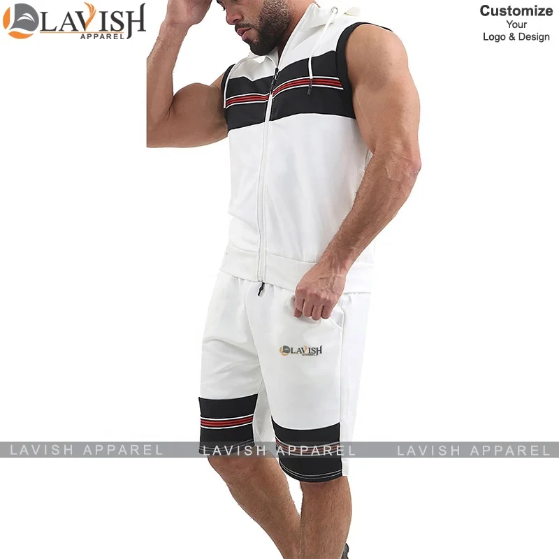 
Men Two Piece Summer Fashion Sleeveless Hooded Jacket Shirts & Shorts Sets Tie Dye Short Sets for Men by Lavish Apparel Adults 