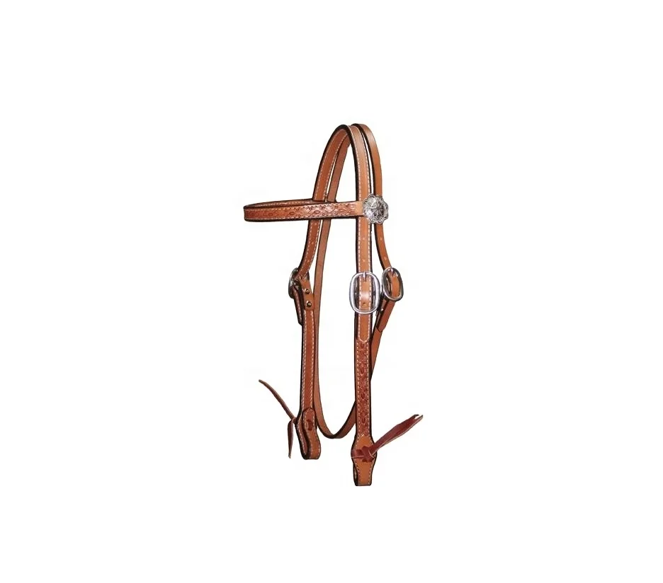Horse Western Tack Tooled Brow band Leather Bridle Headstall
