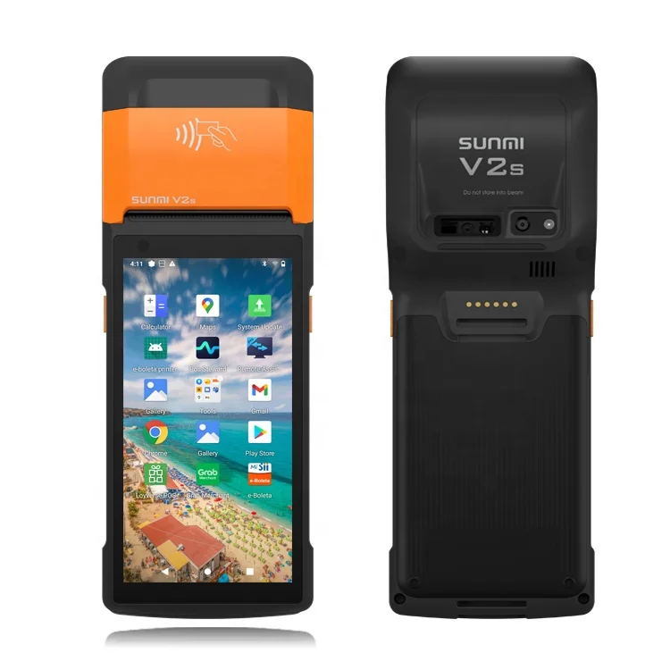 Sunmi V2s Android 11 Pos Terminal POS System 4G Wifi Wireless Cash Register Touch Screen Handheld Pos Machine with Label Printer