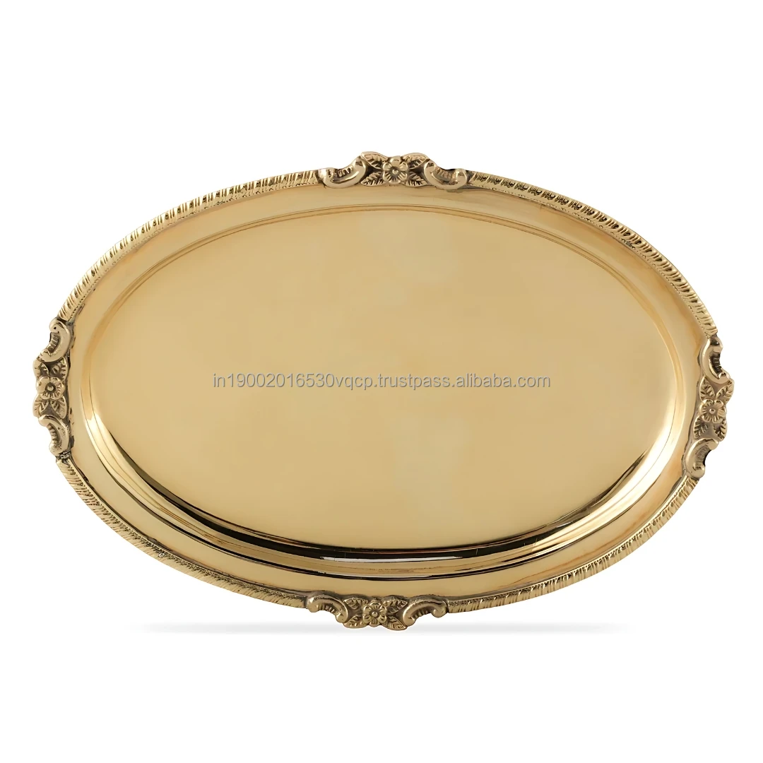 Brass Oval Serving Plate Versatile and Elegant 9 Inch Tray for Kitchen Home Cooking Cookware Sets