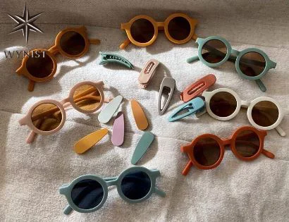 Summer Beach Round Shape Kids Sunglasses Crab Pattern Frame UV Protection Eyewear Children Shades in Stock