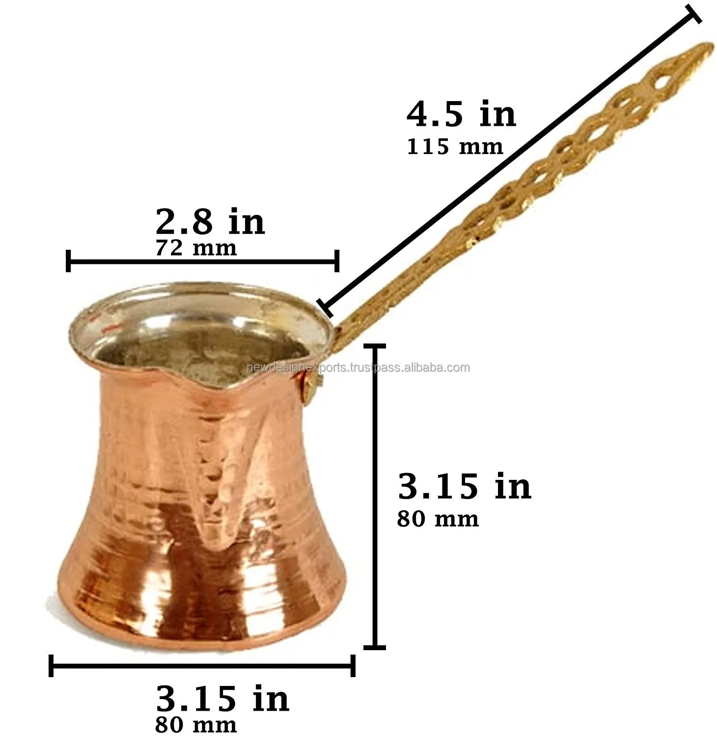 Handmade Turkish Coffee Maker, Greek Arabic Coffee Pot, Ottoman Hammered Copper Cezve with Brass Handle