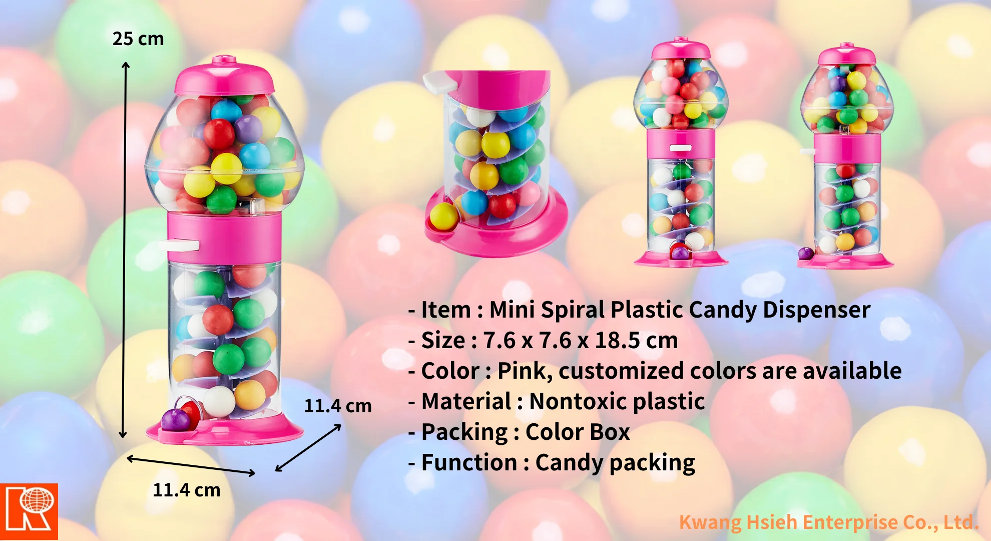 Kwang Hsieh Popularity Mini Plastic Kids Gumball Machine