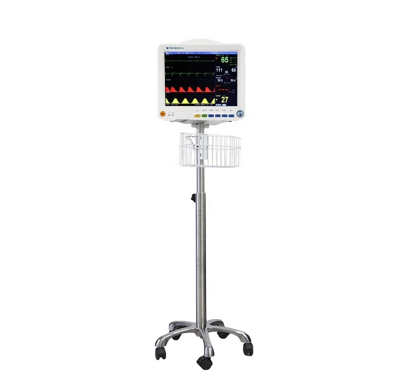 Rainbow medical multi-parameter patient monitor with trolley 6-para vital signs monitoring system