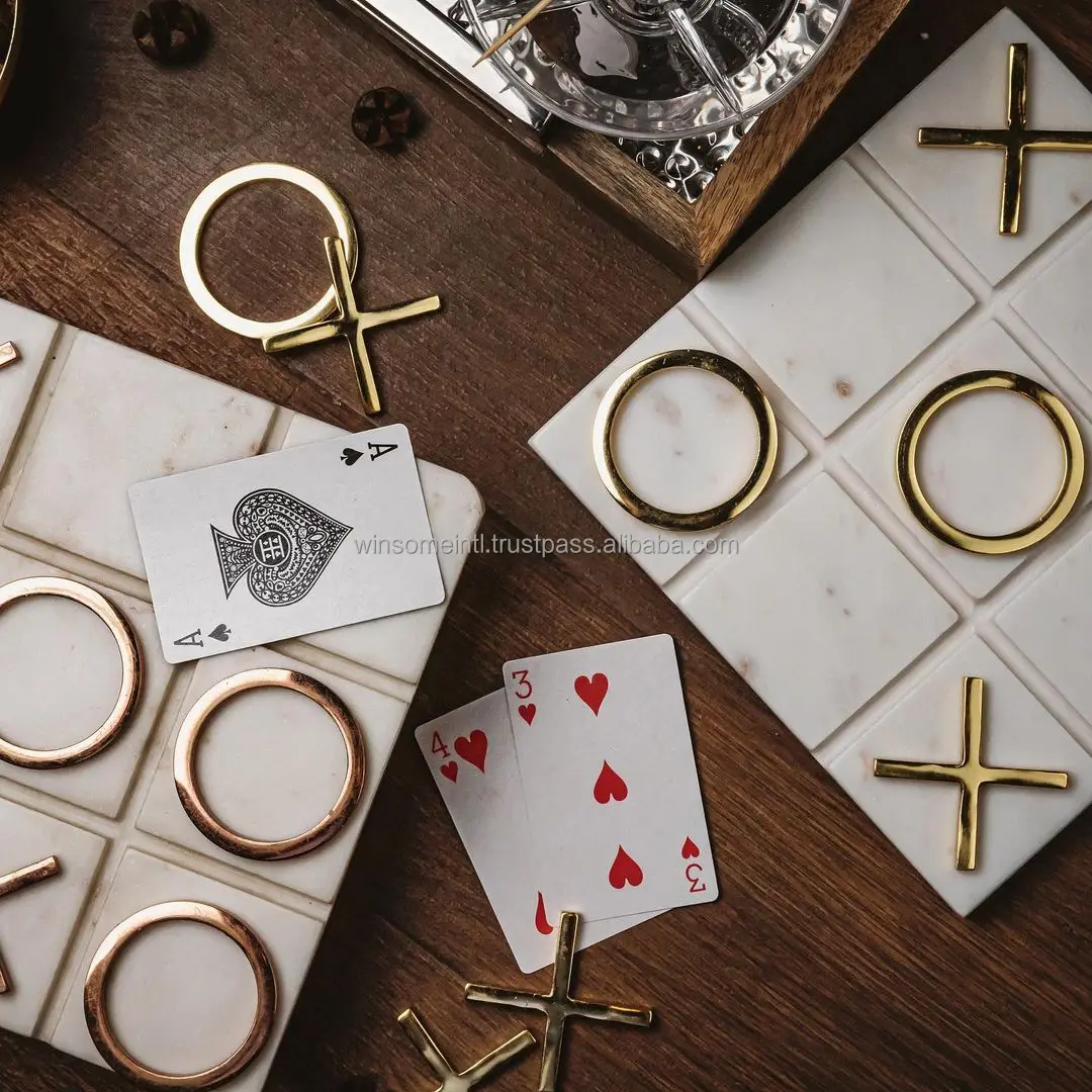 
Winsome International Mini Games Tic Tac Toe in Marble Unique Design Education Table Decor Mind Brain Teaser For Home Decoration 