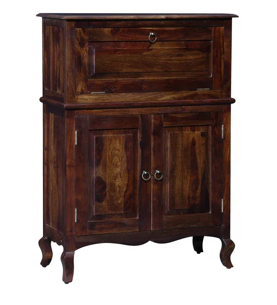 Industrial Vintage Bar Cabinet Indian Sheesham Wood High End Bar Cabinet Jodhpur Handcraft Wine Bottle Storage Racks Bar Cabinet