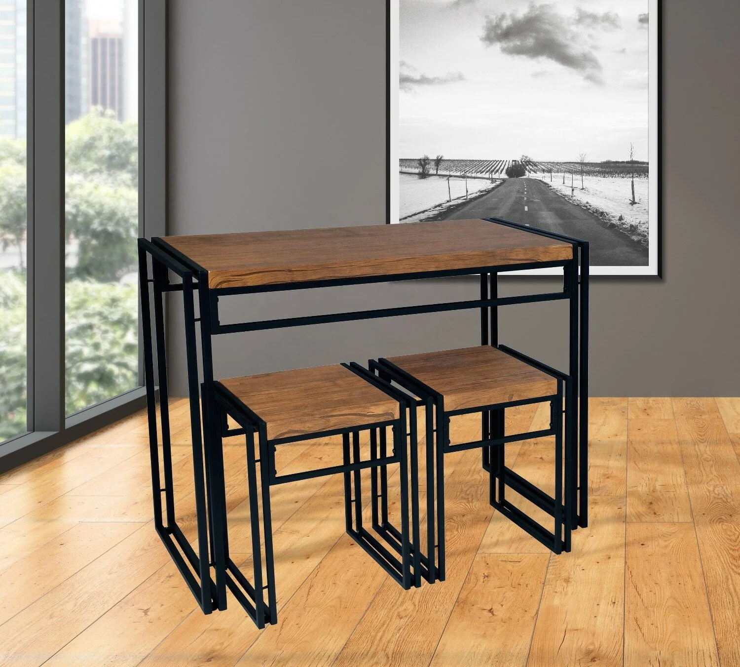 2 - Person Dining Set for 2 with Two chair tuck under table when not in use