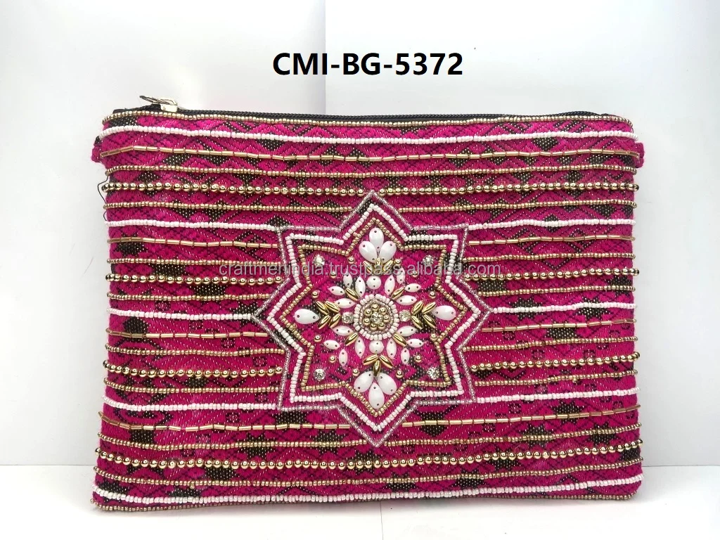 Jute Fabric and beads Clutch Bag, Beaded/Jute Fabric Wallet, Jute Fabric Purse/African Clutch decorated with beads