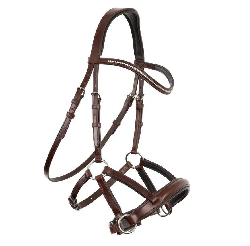 Horse bridle Italian Leather Horse Riding & Horse Racing Event Snaffle Bridle With Rhinestone crystal Bling Browbands