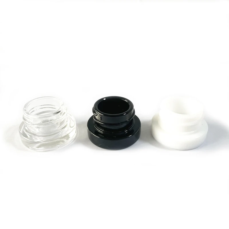 Wholesale 5ml Factory OEM Logo Luxury White Glass Round Medical Cream Jar Black Cap With CRC Lid
