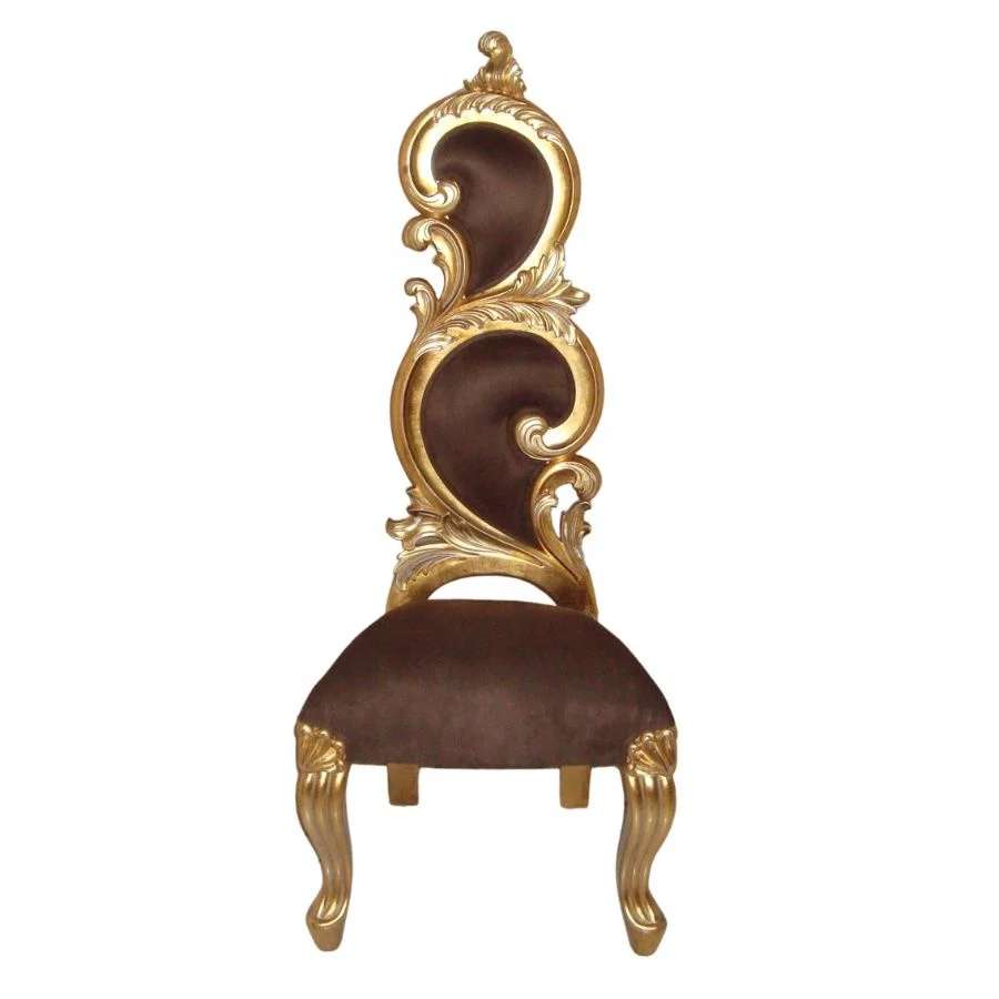 French Style Golden Side Chair Antique Dining Chair Solid Wood Chair for Design Interior of European Style Home Furniture