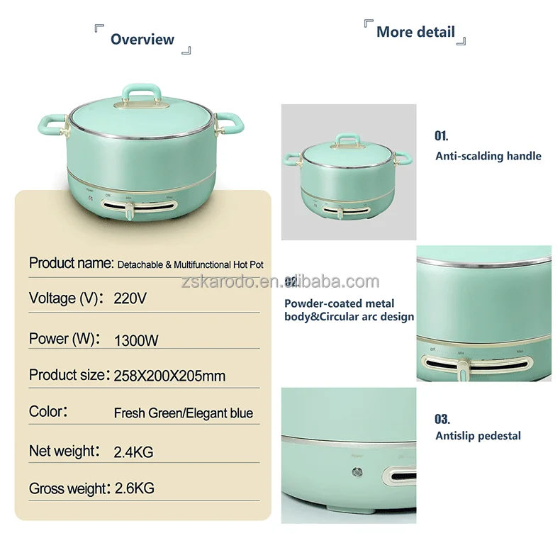 Special Design Widely Used Electric mini Hot pot cooker with Frying Pan soup rice cooker