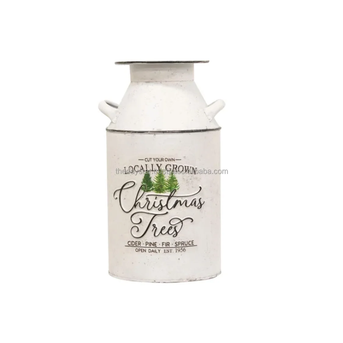 Customizable Modern Green Metal Iron Milk Can Planter Small Table Top for Home and Garden Decor for Nursery Flower Pot