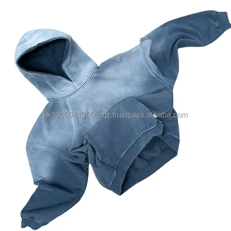 2024 Quality Heavy Cotton Oversize Factory Sale 380Gsm Fleece Hoodie Multicolor Wholesale Acid Wash Hoodie