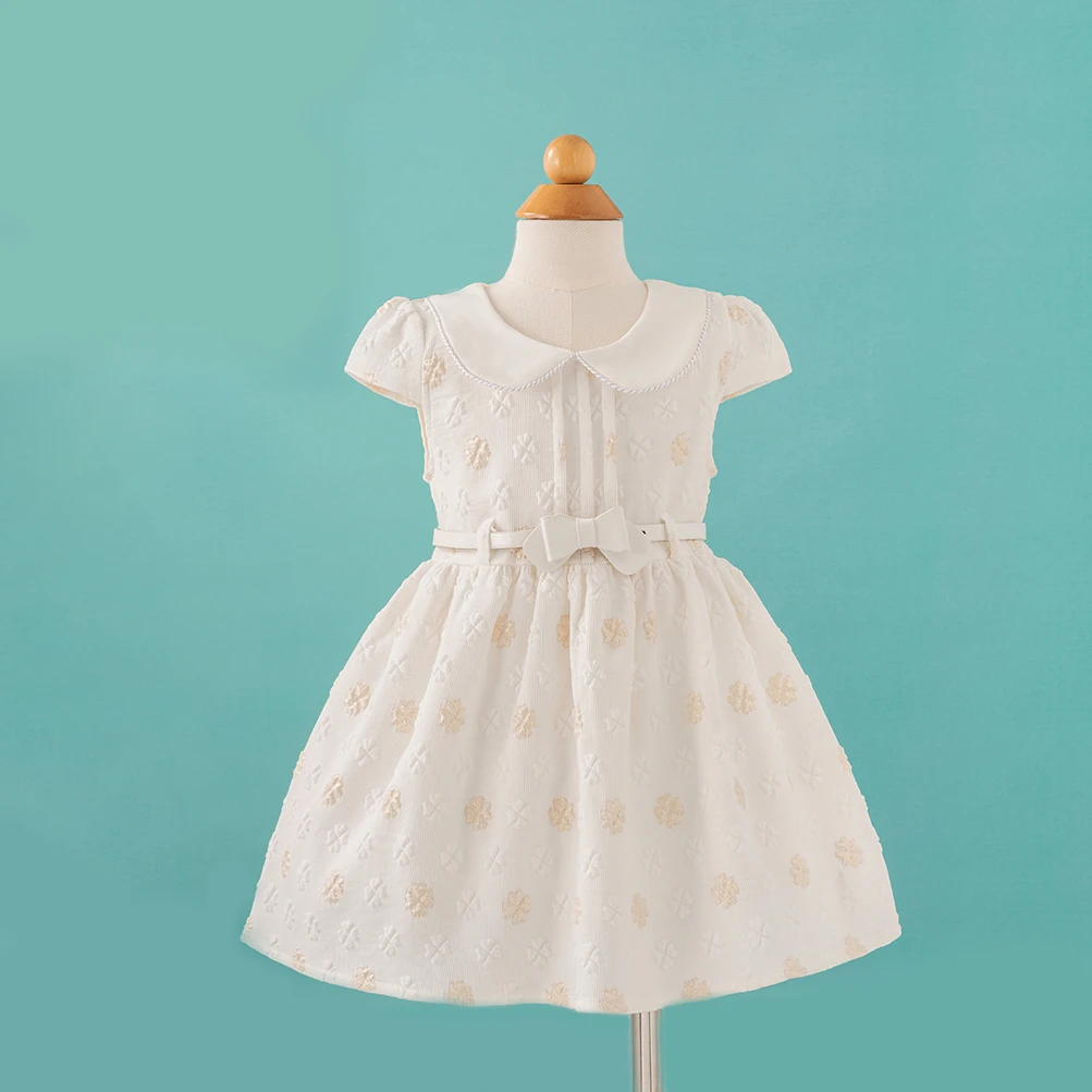 Wholesale Kids Girls Tulle Detailed Princess Dress Turn Down Collar Front Flare Tutu Dresses For Girls Kids