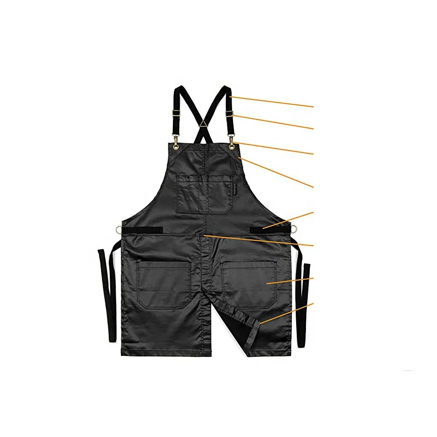 Wholesale MOQ Heavy Duty Genuine Leather Working Apron With Adjustable Straps Custom Design Chef Workshop BBQ Kitchen Cleaning