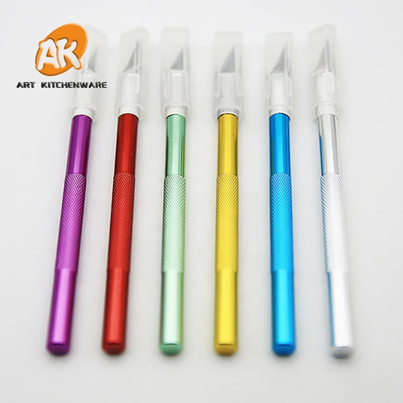 Алюминиевый резьбовой инструмент AK для выпечки и 5 шт. лезвий нож фруктов помадки украшения торта резьбы