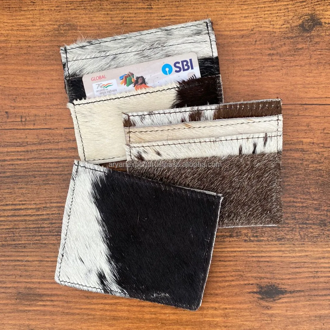 Attractive Stylish Unisex Cowhide Fur Leather ATM Card Holder Wallet For Credit Cards ID