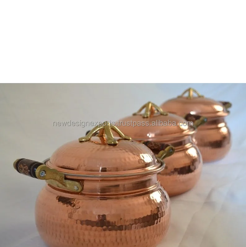 casserole pots with lid, Hammered