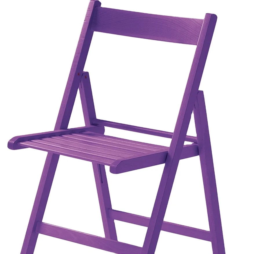 ITALIAN SMART DESIGN VIOLET COLOR WOODEN FOLDING CHAIR BASIC MADE IN ITALY CHAIR BEECH WOOD CHAIR