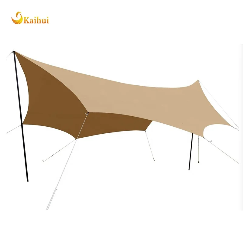 Polycotton TC Camping Tarp, Awning Shade, (5.1 x 5.1 m), Bonfire Compatible, Sun Shelter, Heat Insulating, Light Bloc