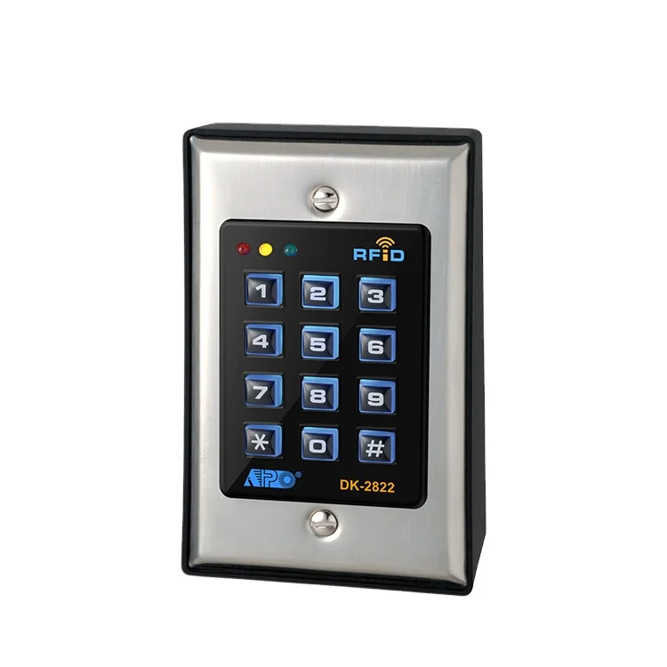 DK-2822A Metal Plate Wiegand Access Controller Keypad with EM Card Reader & Alarm Output LED Backlit US Gang Box Surface Mount