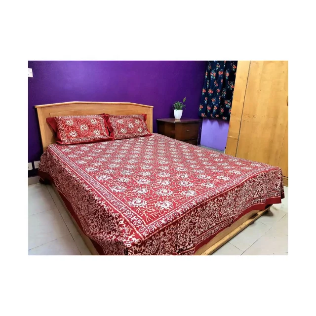 Шикарная красная Цветочная настраиваемая 100% хлопковая модная вышитая кровать, идеально подходит для любого стиля декора, поднимающего эстетику вашей комнаты