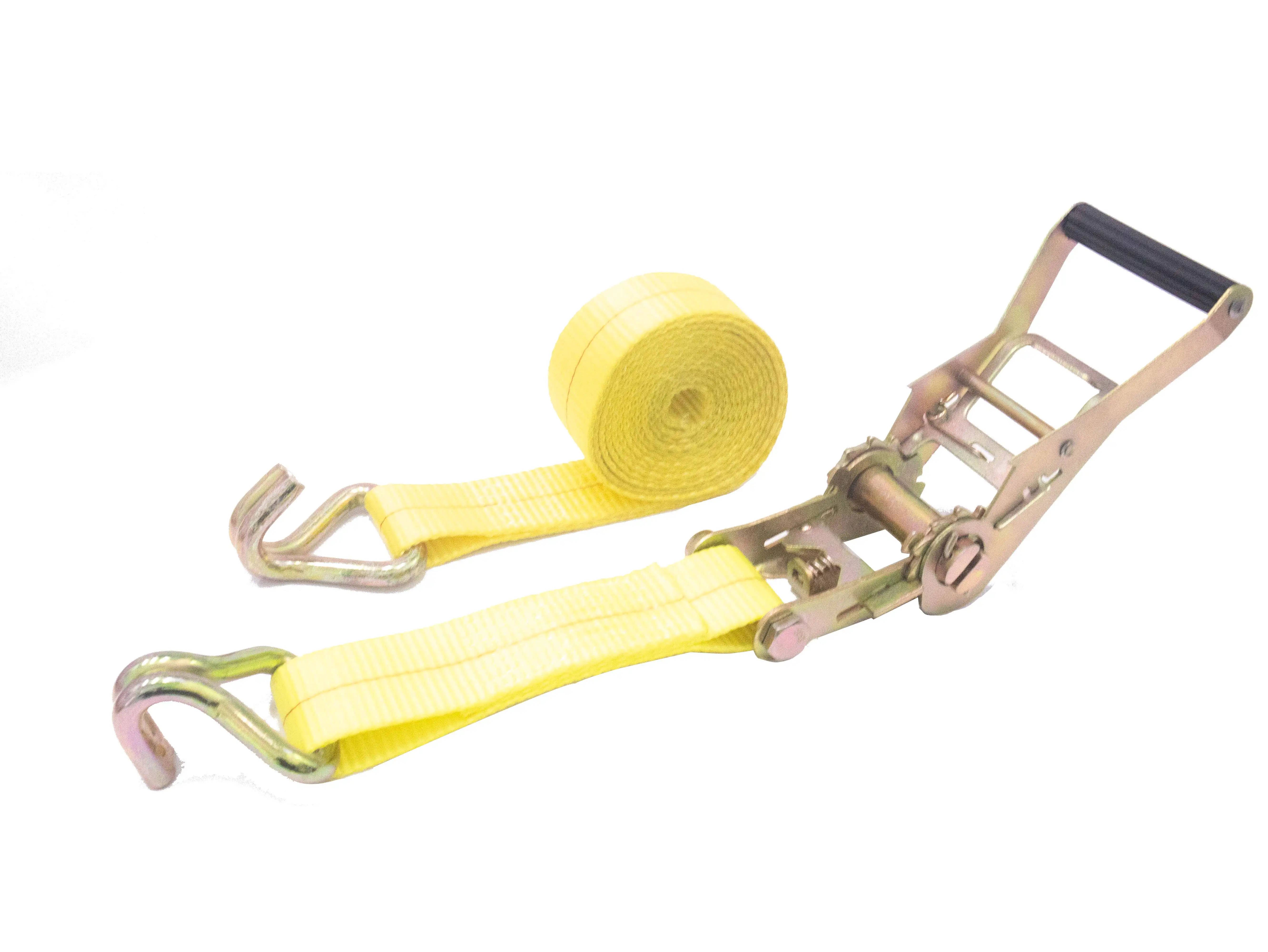 50 mm Yellow Ratchet Tie Down Strap for Heavy Duty Cargo Lashing Belts Lifting Sling -  Customized Length