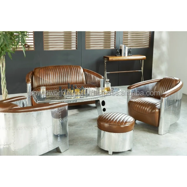 Luxury Aviator chesterfield leather armchair Leather Sofa High Quality Premium Restaurant Sofa Modern Room affordable Furniture