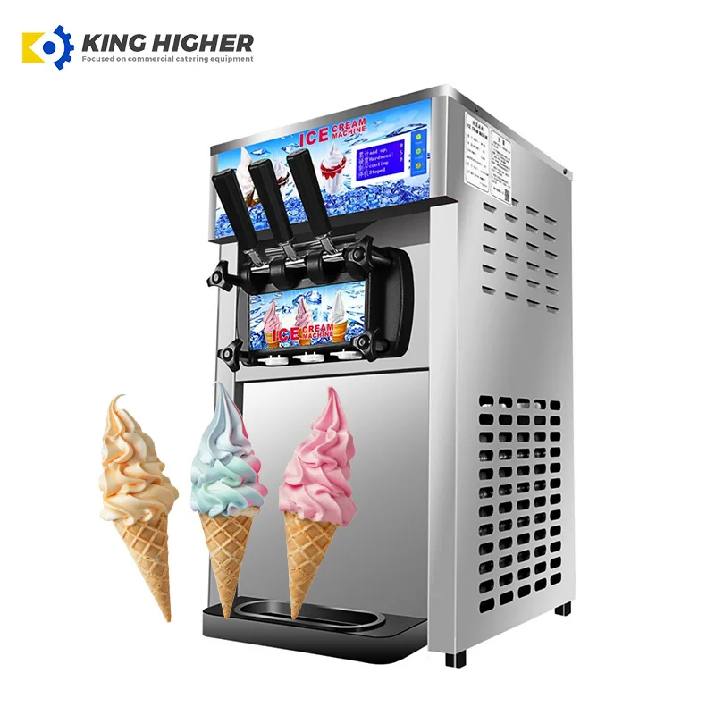 Commercial 16-18L/h Automated Table Top Yogurt Soft Serve Ice Cream Machine 3 Flavors-Fruit Milk Chocolate Water on Sale