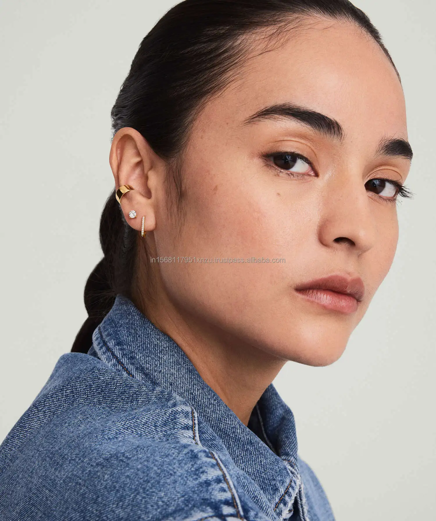 Stylish 10K Yellow Gold Antique Huggie U Hoops Earrings 0.08CT Diamond Cluster Wedding Dangle Trendy Designed Moissanite Stone