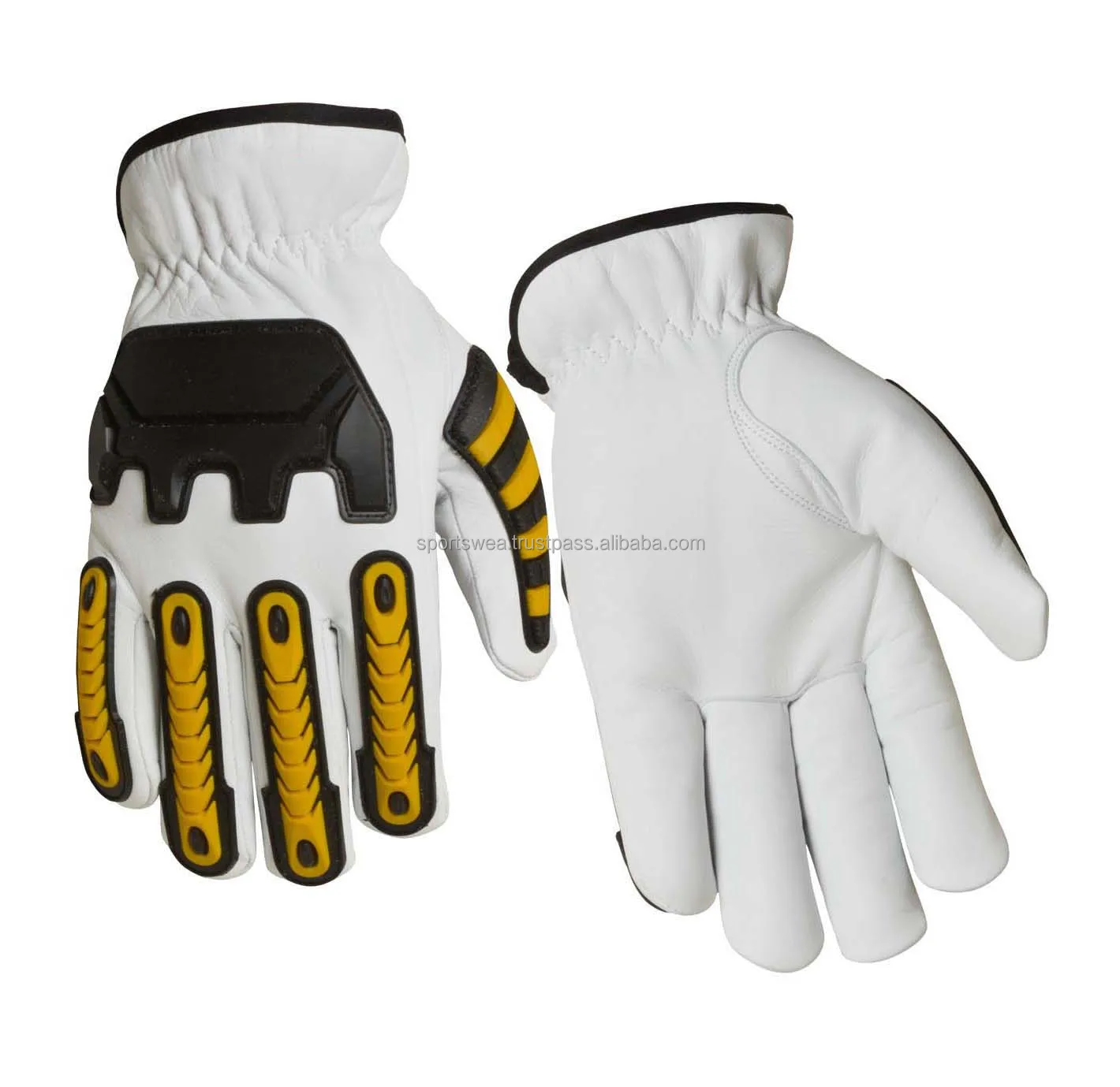 Resistant Impact Leather Driver Gloves Customize Design Cut Level 5 TPR Safety