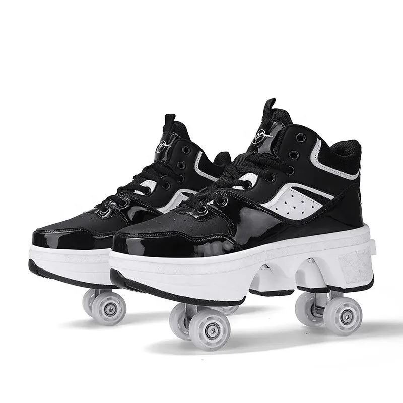Deformation Parkour Four Wheels Rounds Of Running Casual Sneakers Unisex  Roller Shoes Skating Shoes wholesale