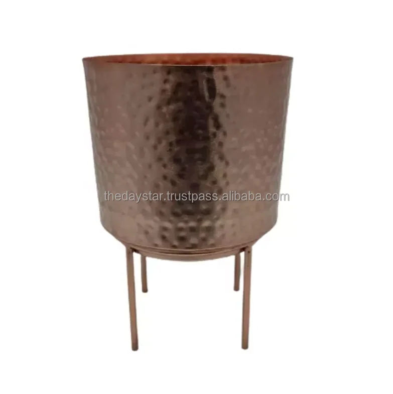 Customizable High Quality Metal Hammered Planter Pot with Stand Indoor Outdoor Decor-for Garden Nursery Shopping Mall Floor Use