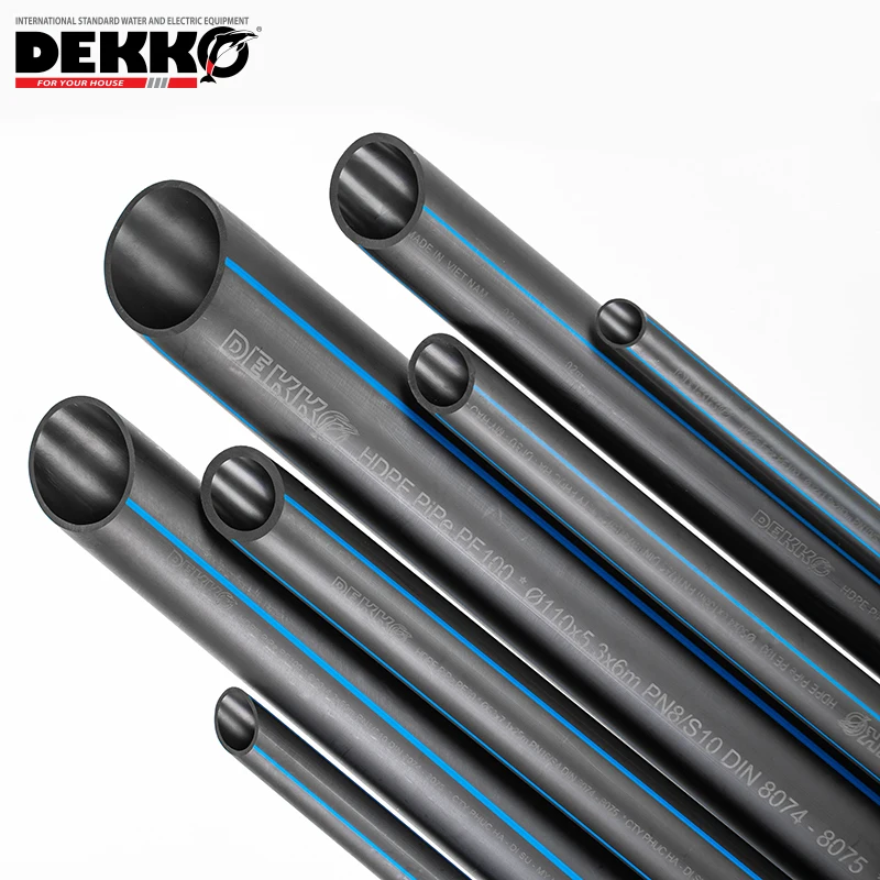 DEKKO PN25 черный высокое качество HDPE ПВХ водяная трубка пластиковая дренажная и поставка DIN стандартная оптовая продажа образцов