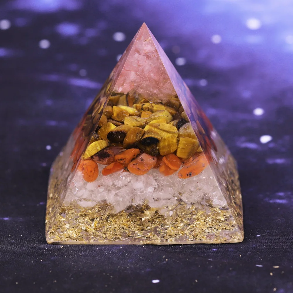 Wholesale 100% Natural Tiger Eye Elite Orgone Pyramid Healing Crystal Tumbled Gemstone Chakra Ornaments Home Decor EMF Protect