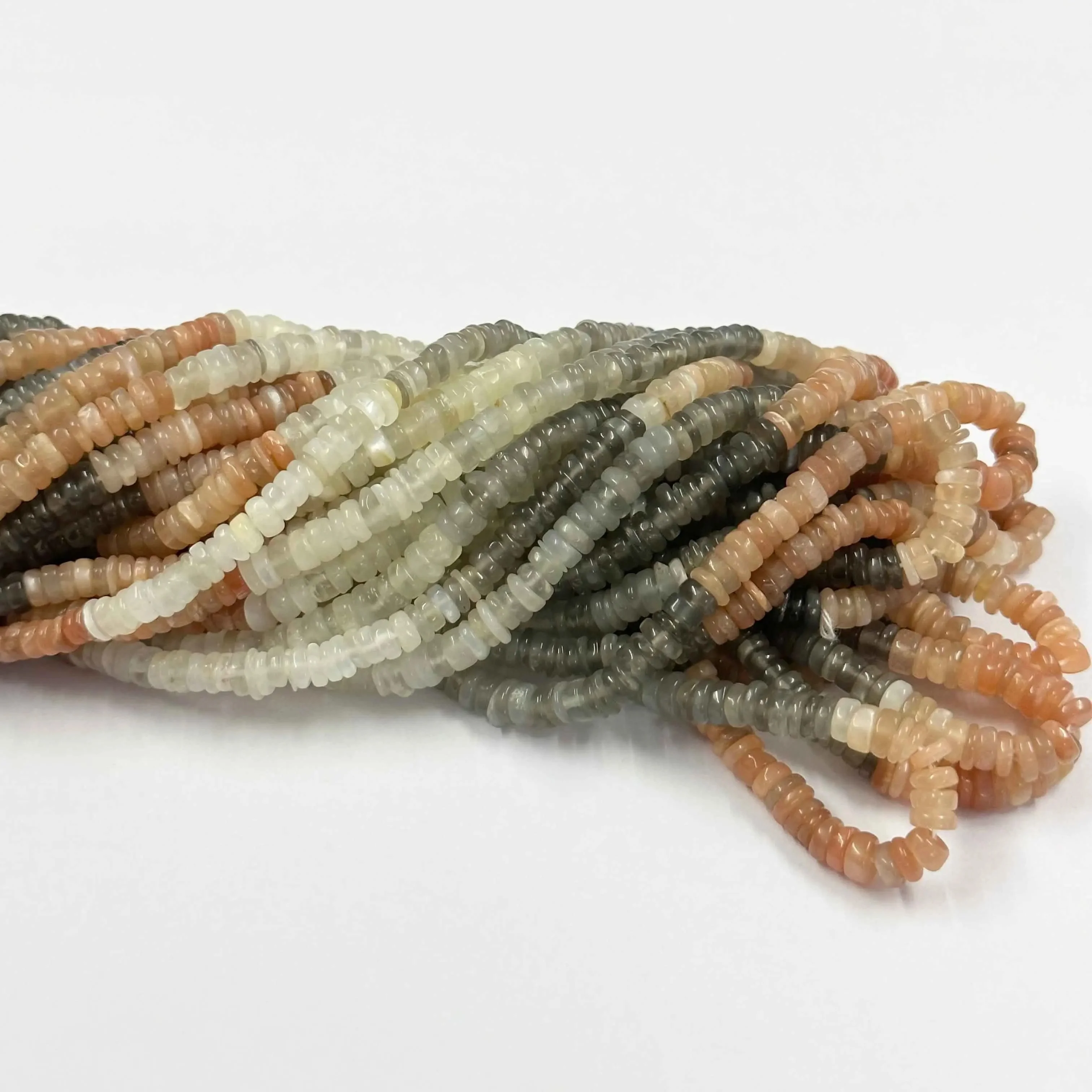 Best Quality Natural 5mm 6mm Multi Moonstone Smooth Heishi Tyre Plain Beaded Semi Precious Loose Beads Jewelry From Supplier