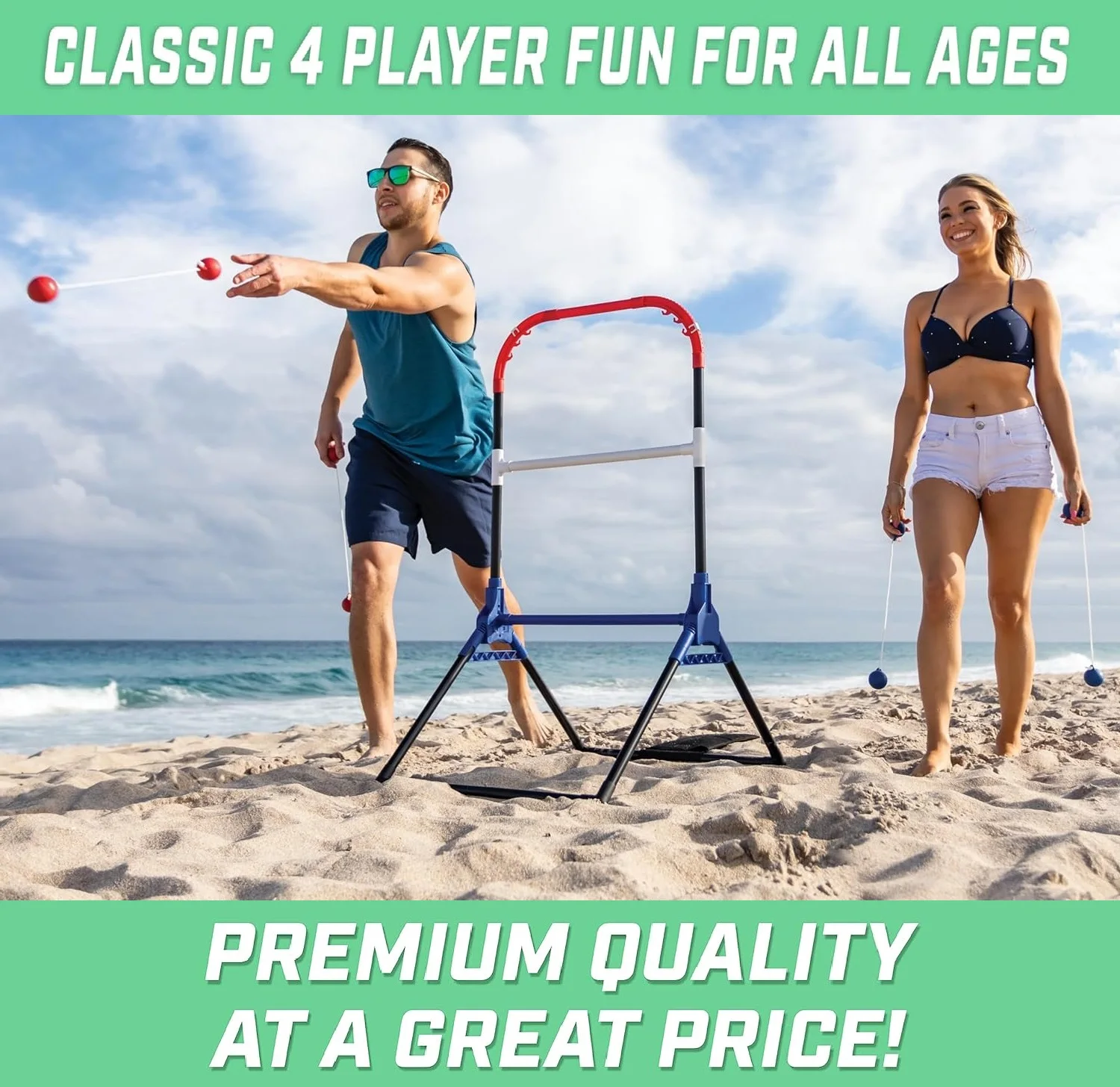 Waising Sports 4 Player Folding Portable Ladderball Toss Fun Game for Indoor Outdoor Play