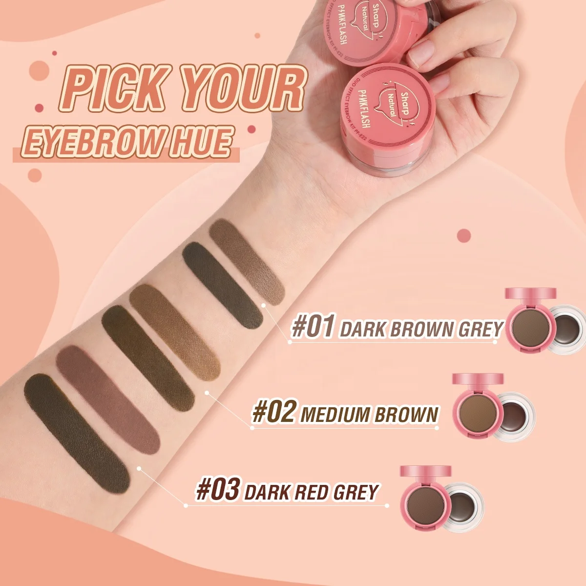 PINKFLASH PF-E22 Makeup Brow Extensions kit Eye Brow Powder Long Lasting Eyebrow Color