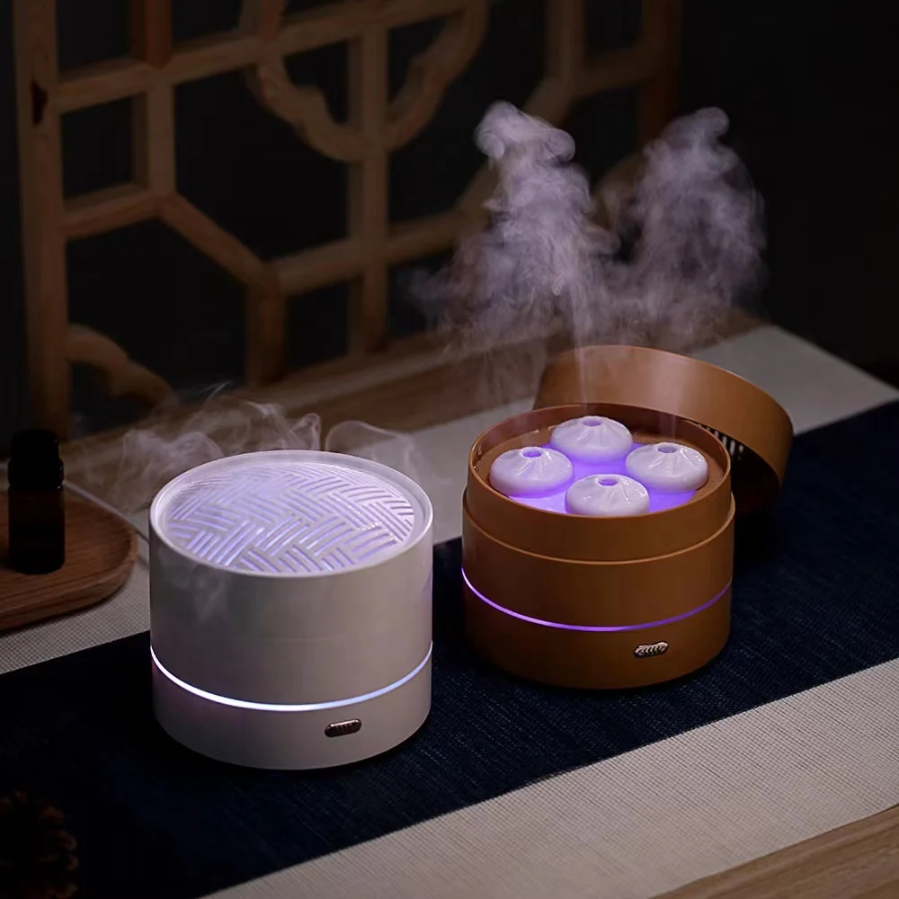 Steaming Bun Aroma Diffuser 200ml USB Ultrasonic Air Humidifier LED Night Light Essential Oil Diffuser Aromatherapy Diffuser