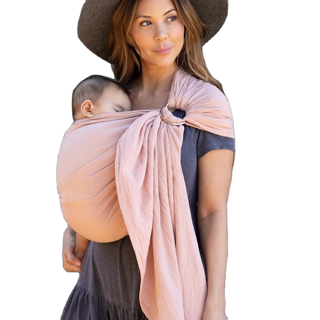 Premium Quality Bamboo Linen Whole sale price ergonomic Organic certified cute baby sleeping baby wrap with rings