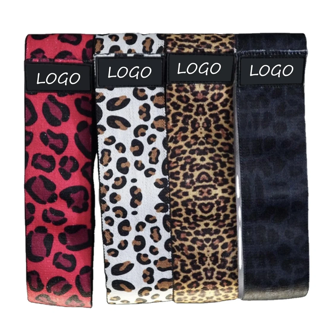 Leopard Pattern Hip Exercise Booty Bands Durable Elastic Home Exercise Resistance Bands Poly Bag Net Carry Bags Lets Train