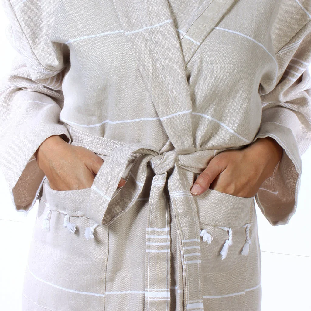 Pure Series Custom Logo Turkish Cotton Luxury Bathrobes for Women Men Lightweight Absorbent Hooded Hotel Robes with Tassels