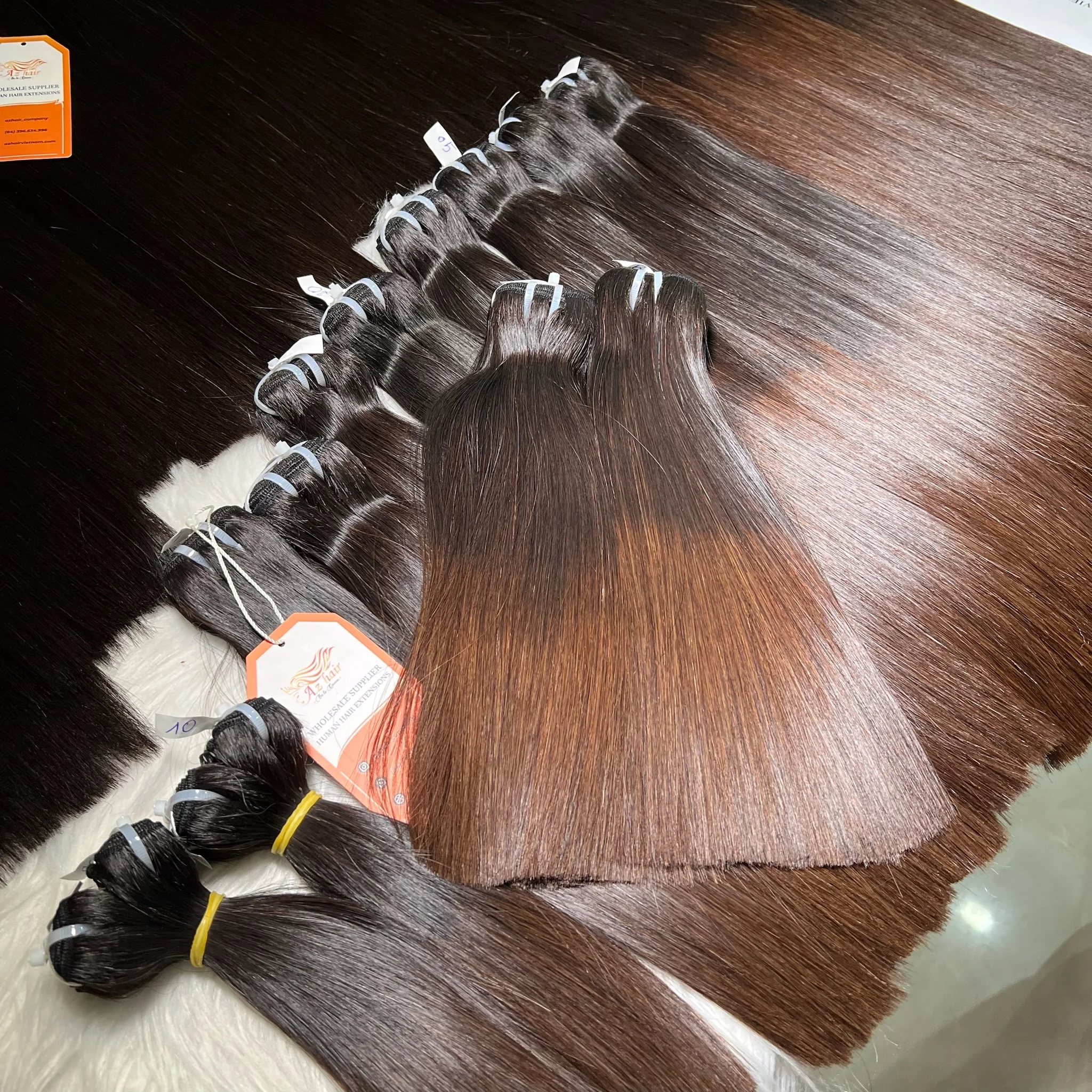 Best Selling Hot Color Brown Tip Ombre Mixed Color Bone Straight Vietnamese Cambodia Human Hair Wholesales