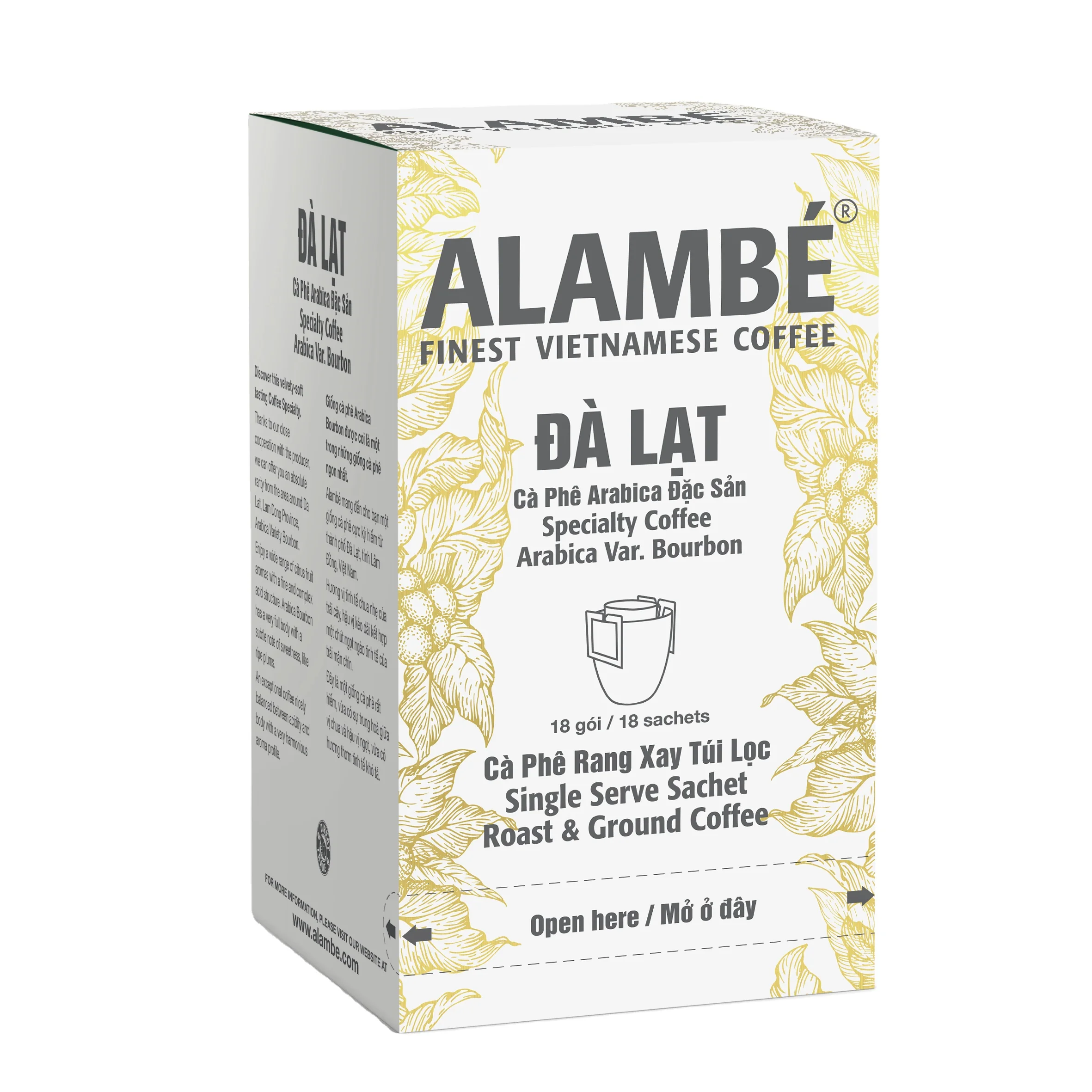 Best Seller Alambe Da Lat Roasted Whole Bean Coffee 500g Acidic Taste Traditional Harvesting & Planting Made In Vietnam