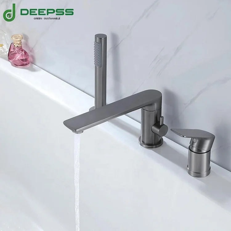 Deepss Modern Deck Mounted 3 Hole Single Handle Waterfall Spout Bathroom Bath Shower Faucets Mixers brass Taps