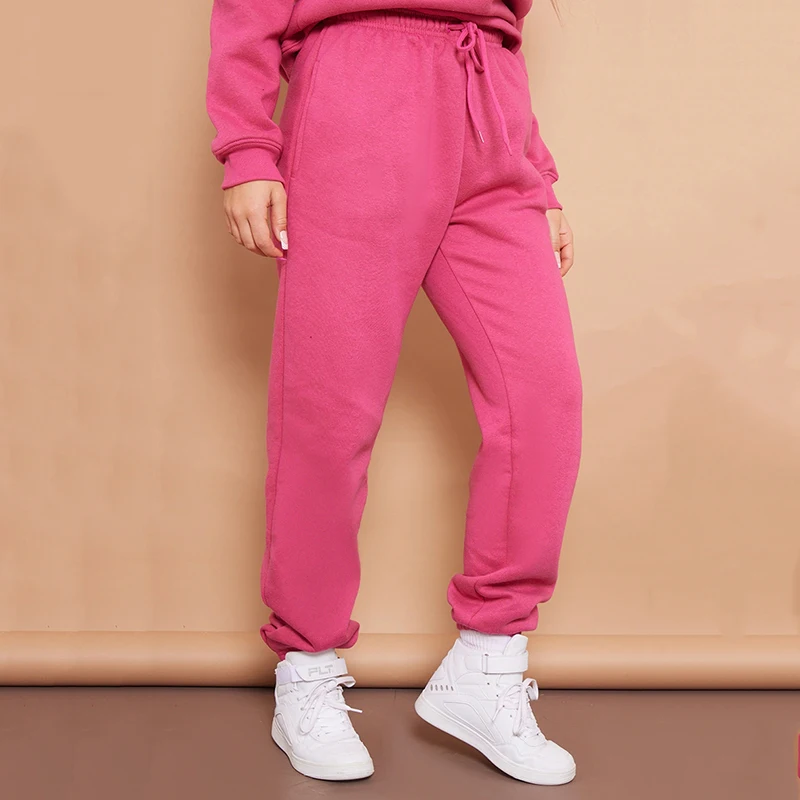 Women Tracksuits 2 Pieces Sets Custom Fleece Crew Neck Pullover  Fitness Sweatshirt with Jogging Sweatpants