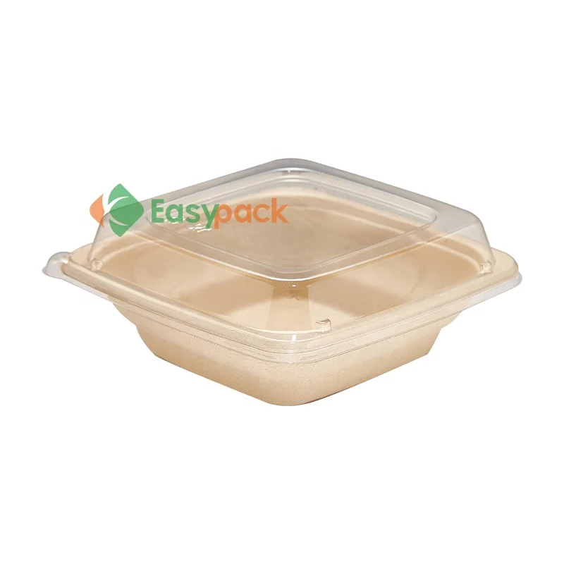 Disposable square pulp food container biodegradable cake box