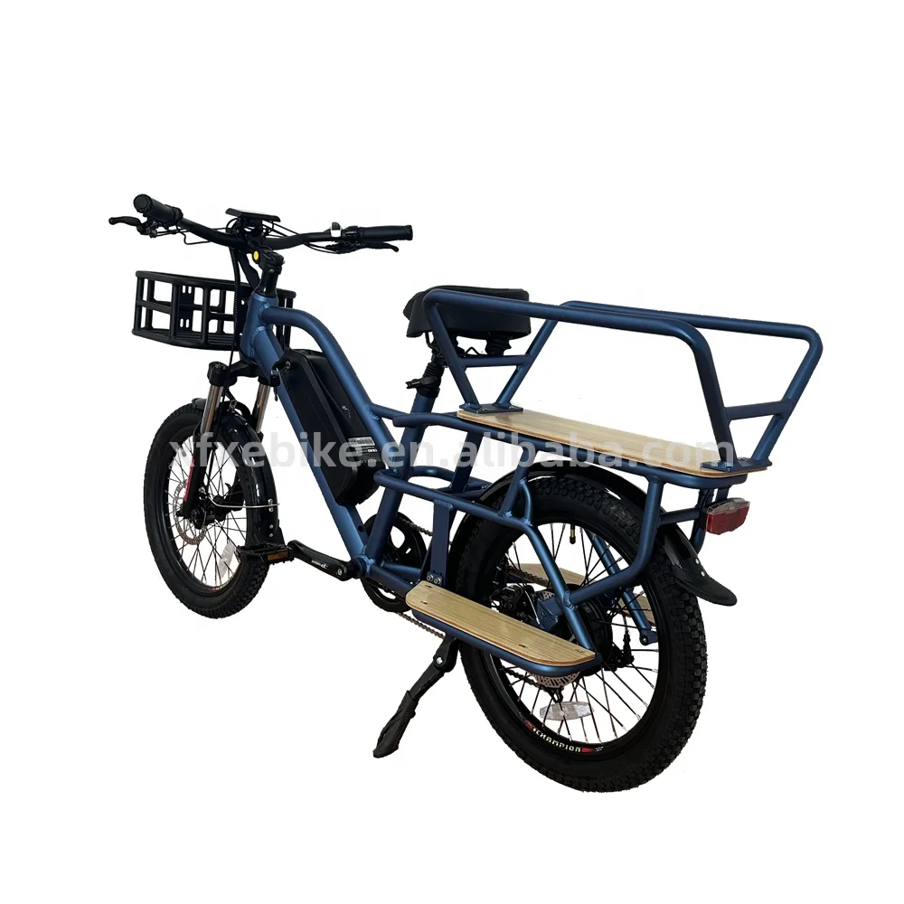 Convenient dual battery Optional long seat 20inch ebike bicycle 250W-500W powerful motor electric cargo bike