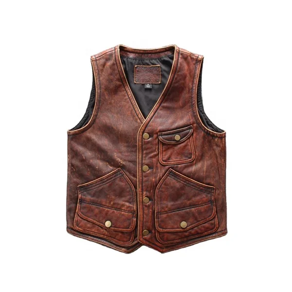 Custom Mens Motorbike Real Leather Full Grain Cut Off Waistcoat Vest Biker Gilet Vest